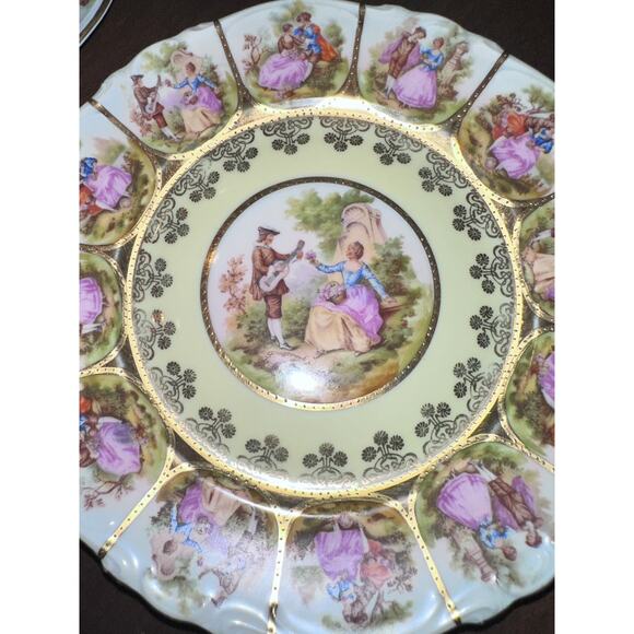 MIDCENTURY FRAGONARD LOVE STORY ALT WIEN STAMPED 5 PIECE PLATE SET 1945-1952 - Picture 7 of 13